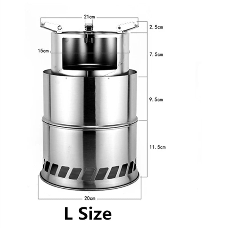 Réchaud à Bois Acier Inoxydable L | France Survivalisme