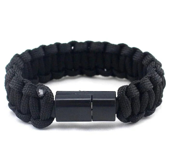 Bracelet Paracorde USB Noir | Survie
