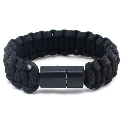 Bracelet Paracorde USB Noir | Survie