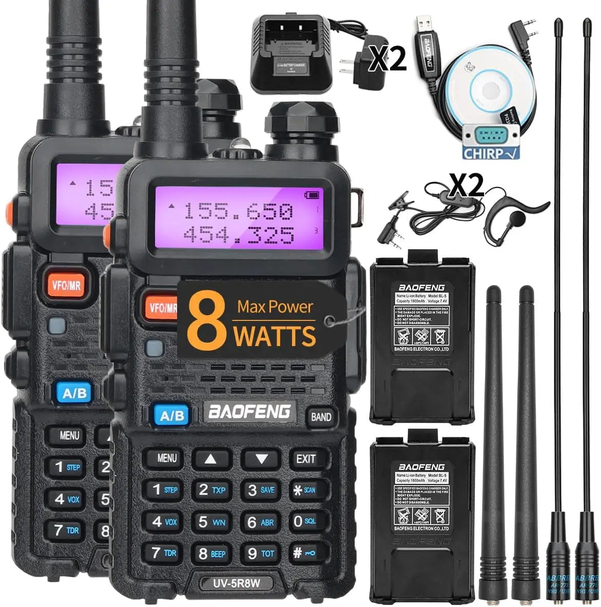 Talkie Walkie Professionel BaoFeng UV-5R 8W 2X 8W-H-771-Cable | France Survivalisme