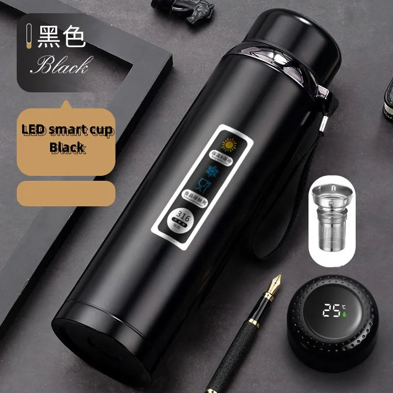 Bouteille thermos en acier inoxydable Gourde Led Noir | France Survivalisme