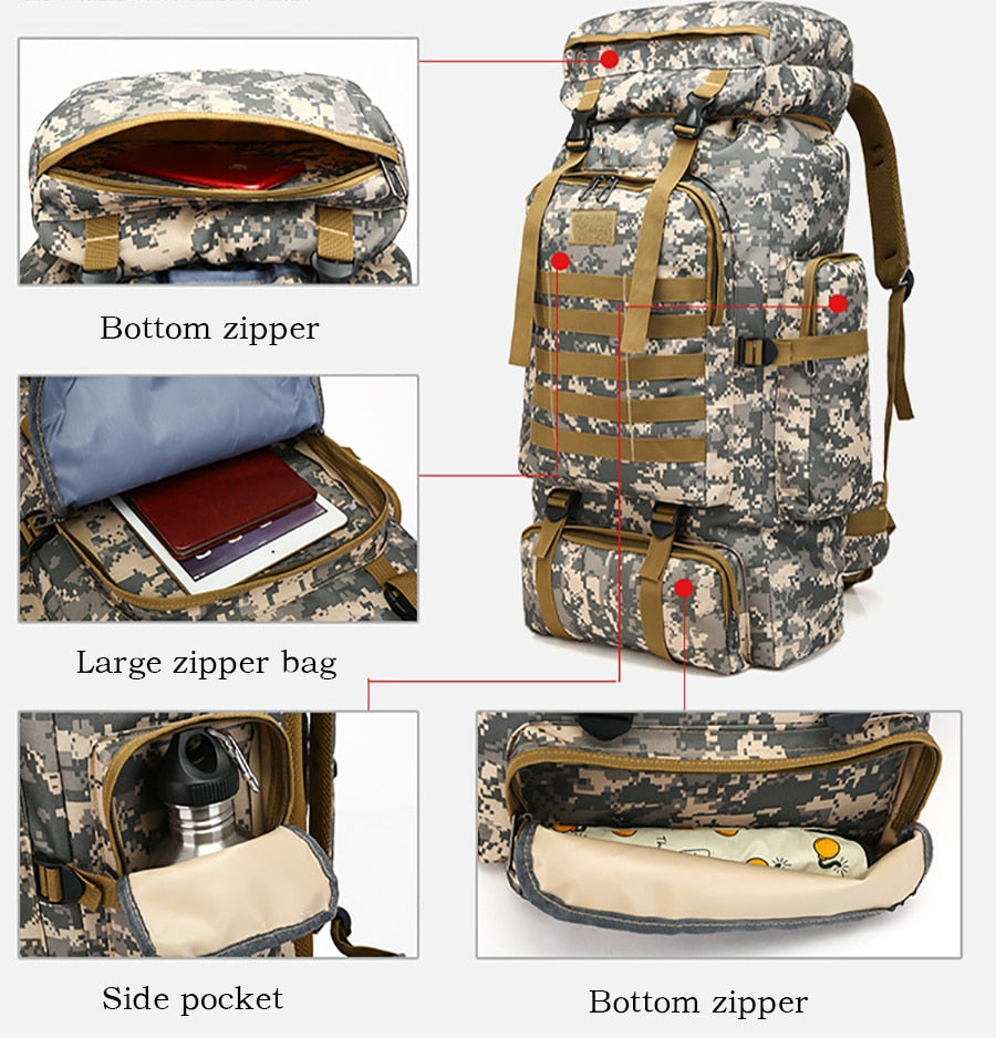 Sac a Dos Militaire 80L Camo | Survie