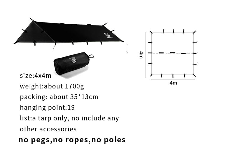 Tarp de Survie Noir 4x4m | France Survivalisme