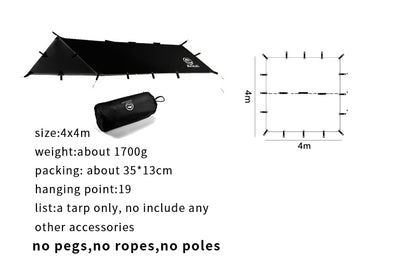 Tarp de Survie Noir 4x4m | France Survivalisme